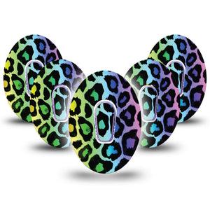 ExpressionMed Colorful Chettah Print Dexcom G6 Tape 5-Pack Sticker and Tape