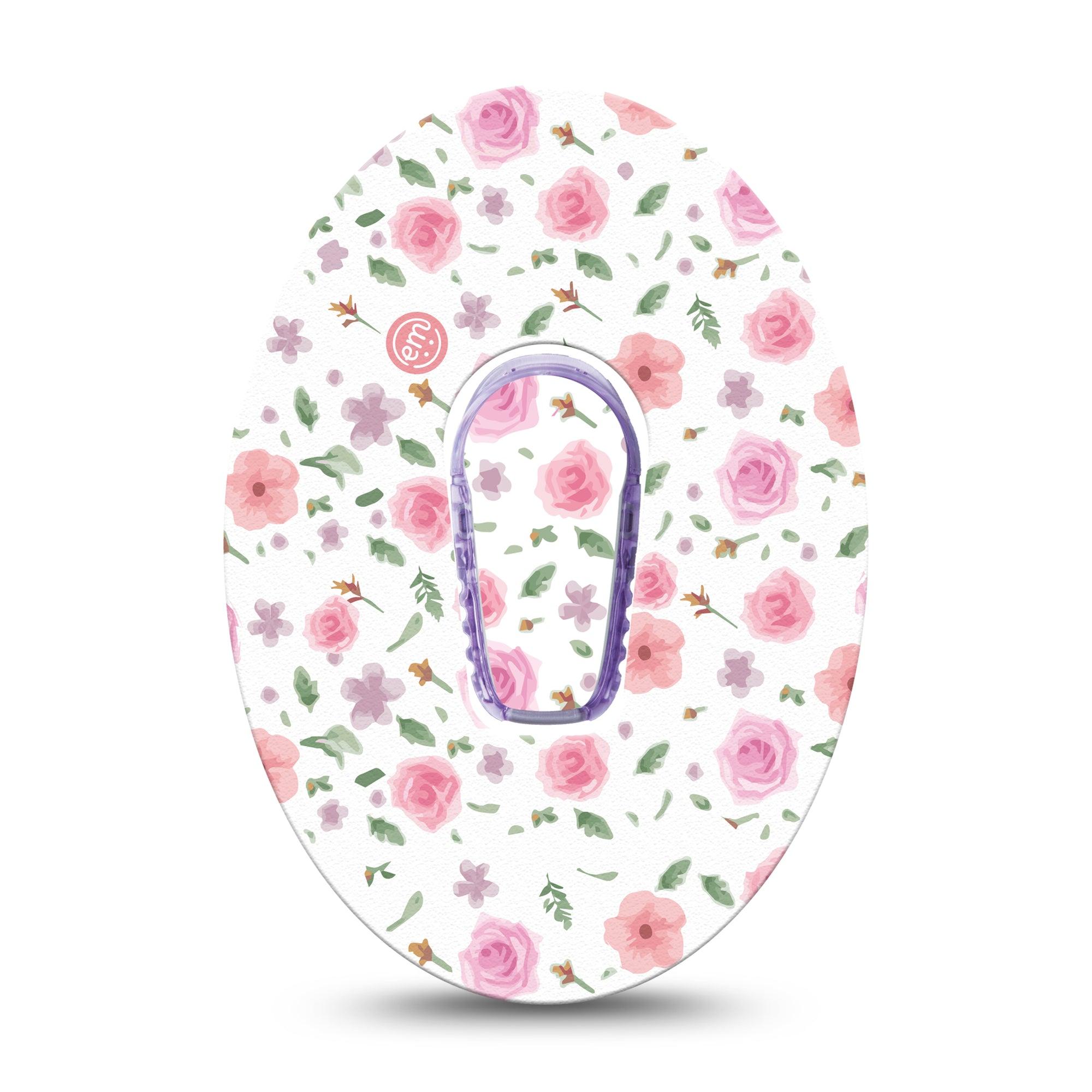 ExpressionMed Pastel Flower Dexcom G6 Tape Single Tape and Single Sticker Light Blossoms, Plaster Continuous Glucose Monitor Design