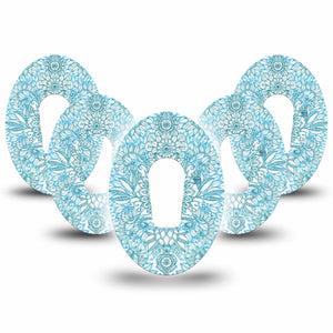 ExpressionMed Aqua Floral Dexcom G6 Tape 5-Pack Tape Oceanic Flowers Adhesive Patch Continuous Glucose Monitor Design