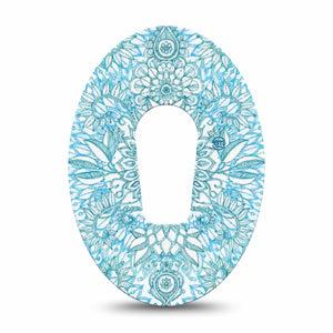 ExpressionMed Aqua Floral Dexcom G6 Tape Single Tape Pastel Petals Adhesive Patch Continuous Glucose Monitor Design