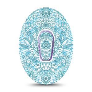 ExpressionMed Aqua Floral Dexcom G6 Tape Single Tape and Single Sticker Floral Pattern Adhesive Patch Continuous Glucose Monitor Design
