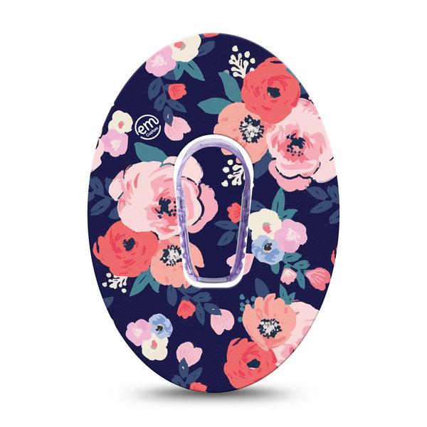ExpressionMed Painted Flower Variety Dexcom G6 Tape Single Tape and Single Sticker Painted Blossom, Plaster Continuous Glucose Monitor Design