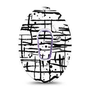 Black and White Drip Dexcom G6 Tape with center sticker