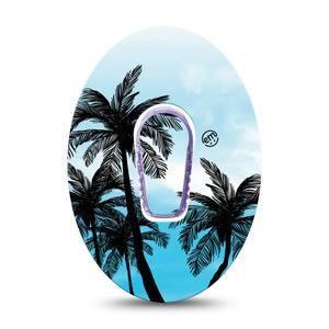 ExpressionMed Blue Palmy Nights Dexcom G6 Cover with center sticker