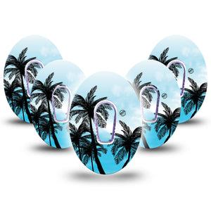 ExpressionMed Blue Palmy Nights Dexcom G6 Cover 5-Pack with center stickers