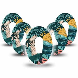 ExpressionMed Colorful Jungle Tropics Dexcom G6 Cover 5-Pack Tape