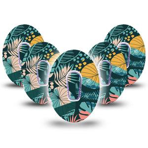 ExpressionMed Colorful Jungle Tropics Dexcom G6 Cover 5-Pack Tape and Sticker