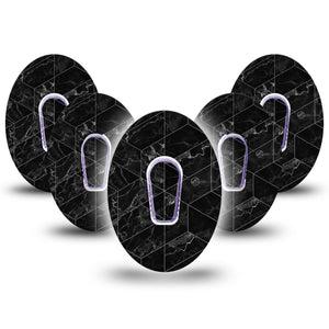 Black Marble Dexcom G6 Patch 5-Pack Tape and Sticker