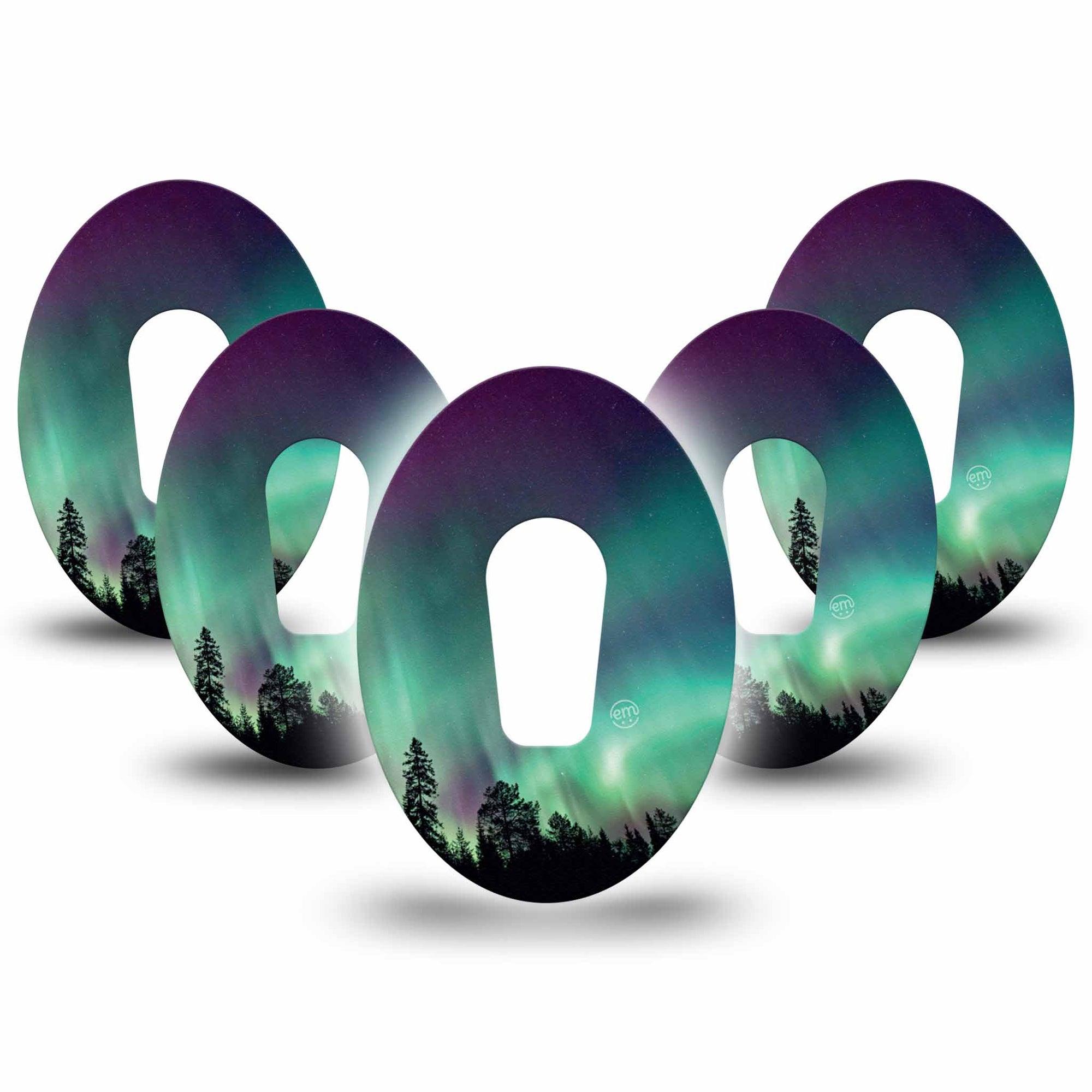 ExpressionMed Northern Lights Dexcom G6 Tape 5-Pack Tape, Colorful Night Sky CGM Overpatch Design, Dexcom Stelo Glucose Biosensor System