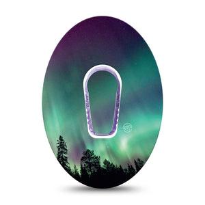 ExpressionMed Northern Lights Dexcom G6 Tape Single Tape and Single Sticker Colorful Night Sky, Plaster Continuous Glucose Monitor Design