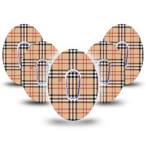 ExpressionMed Plaid and Bougie Dexcom G6 CGM Patch 5-Pack Tape and Sticker