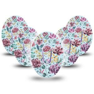 Botanical Blooms Dexcom G6 Tape 5-Pack with center stickers