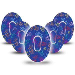 ExpressionMed Neon Bicycles Dexcom G6 Patch 5-Pack with center stickers