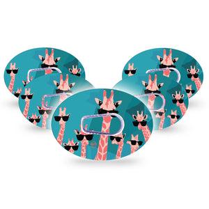 Cool Giraffes Dexcom G6 Tape 5-Pack with center stickers