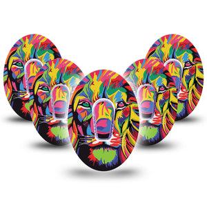 ExpressionMed Majestic Lion Dexcom G6 Patch 5-Pack with center stickers