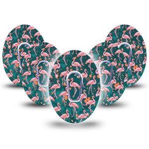 ExpressionMed Flamingos Dexcom G6 Patch 5-Pack with center stickers