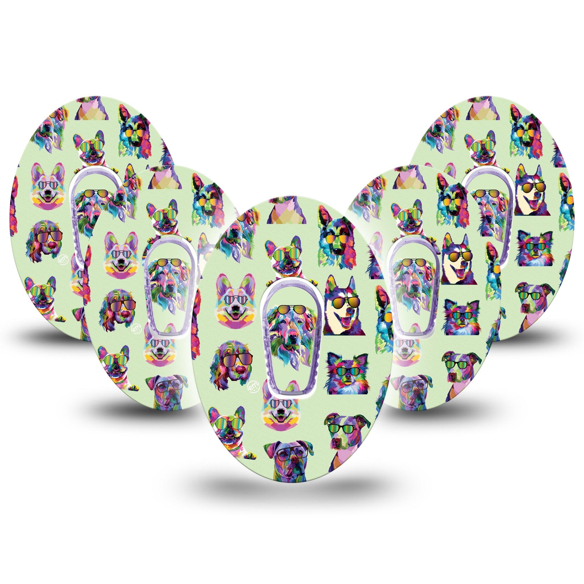 ExpressionMed Dog Party Dexcom G6 Tape 5-Pack with center stickers