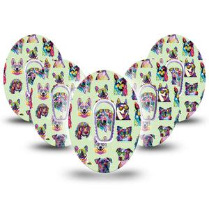 ExpressionMed Dog Party Dexcom G6 Tape 5-Pack with center stickers