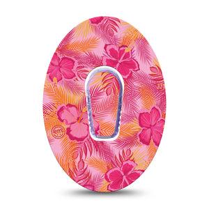 ExpressionMed Pink Hibiscus Dexcom G6 Tape Single Tape and Single Sticker Pink Flower, Plaster Continuous Glucose Monitor Design