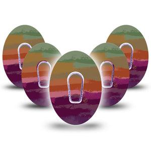 ExpressionMed Falling Colors Dexcom G6 CGM Cover 5-Pack with center stickers