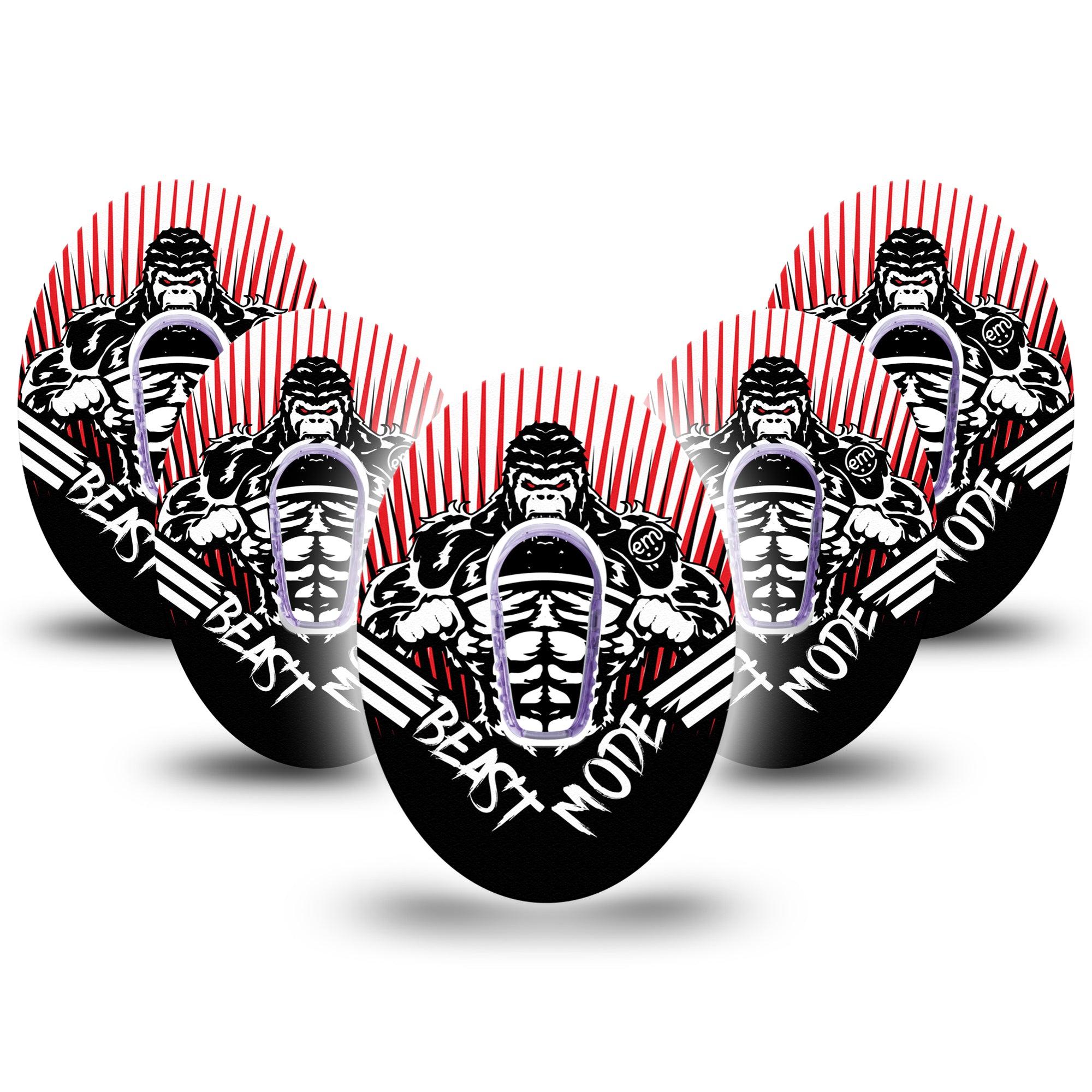 Beast Mode Dexcom G6 Tape 5-Pack with center stickers