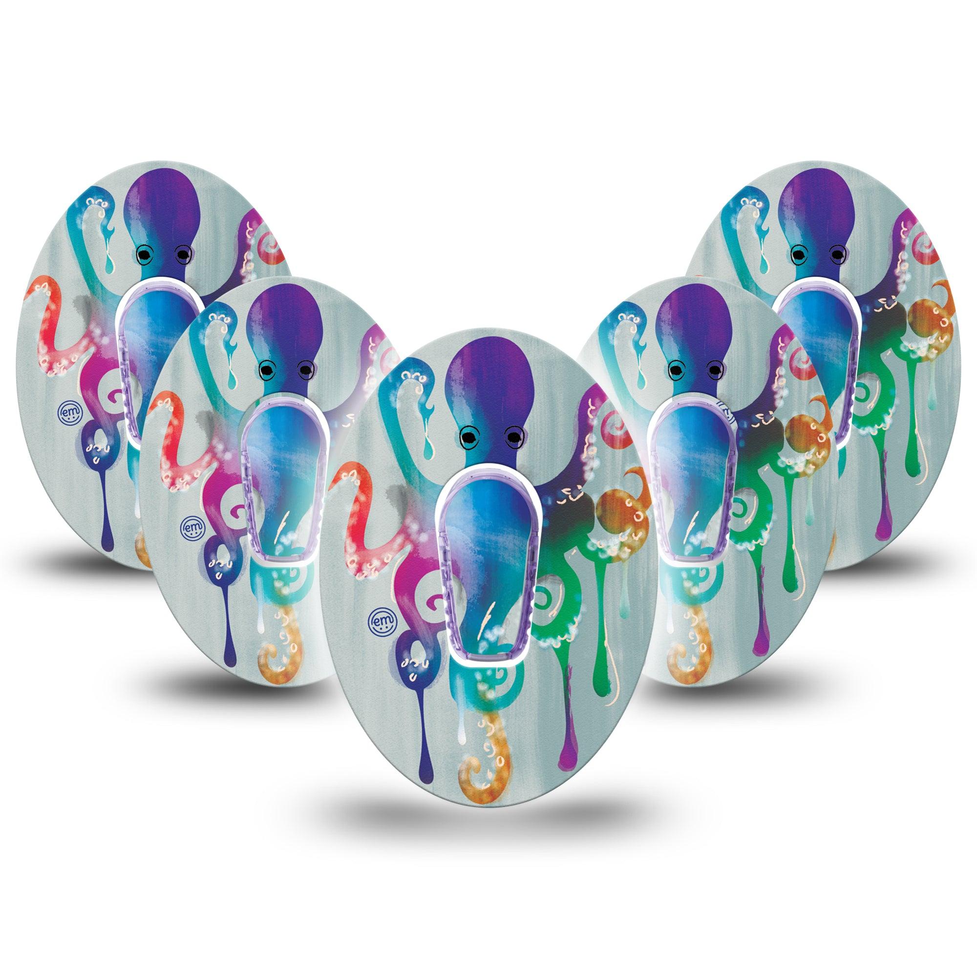 ExpressionMed Octopus Tattoo Dexcom G6 Adhesive 5-Pack with center stickers