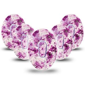 ExpressionMed Violet Orchids Dexcom G6 Tape 5-Pack with center stickers