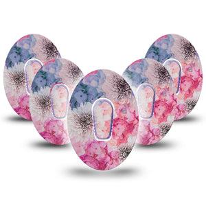 Bloom Town Dexcom G6 Patch 5-Pack with center stickers