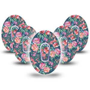 ExpressionMed Floral Enchantment Dexcom G6 Tape 5-Pack with center stickers