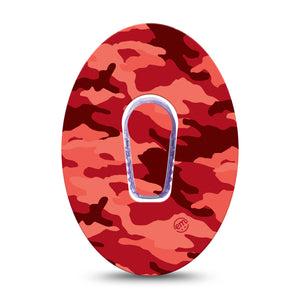 ExpressionMed Red Camo Dexcom G6 Tape Single Tape and Single Sticker Bold Camouflage, Plaster Continuous Glucose Monitor Design