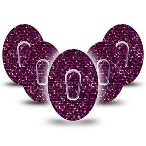 ExpressionMed Pink Sequins Dexcom G6 Tape 5-Pack with center stickers