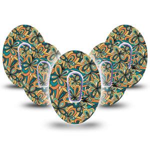 Expressionmed 70's Vintage Dexcom G6 Patches 5-Pack with center stickers