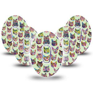 Cat Party Dexcom G6 Tapes 5-Pack with center stickers