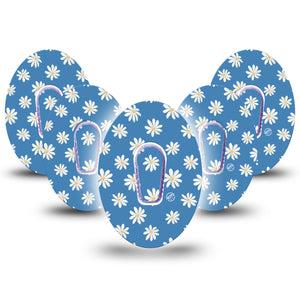 ExpressionMed Painted Daisies Dexcom G6 Tape 5-Pack Tape and 5-Pack Sticker Simple Florals Inspired,  Plaster Continuous Glucose Monitor Design