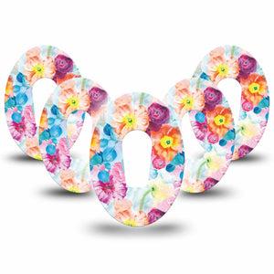 ExpressionMed Watercolor Poppies Dexcom G6 Tape 5-Pack Tape Poppies Alive, Plaster Continuous Glucose Monitor Design