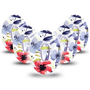 ExpressionMed Red White & Blue Flowers G6 Tape 5-Pack with center stickers