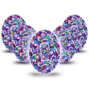 ExpressionMed Vibrant Purple Flowers G6 Tape 5-Pack with center stickers