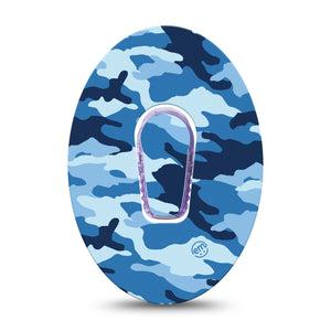 ExpressionMed Blue Camo Dexcom G6 Tape Single Tape and Single Sticker Blue Camouflage, Plaster Continuous Glucose Monitor Design