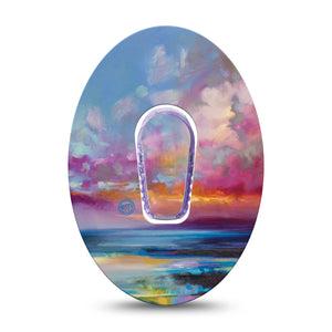 ExpressionMed Painted Skies Dexcom G6 Tape Single Tape and Single Sticker Soft Sunset, Plaster Continuous Glucose Monitor Design