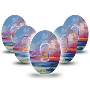 ExpressionMed Painted Skies  Dexcom G6 Tape 5-Pack Tape + 5-Pack Sticker Golden Twilight, Plaster Continuous Glucose Monitor Design
