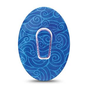Watercolor Waves tide pool dexcom g6 patch with center sticker