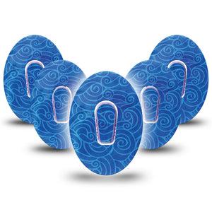 Watercolor Waves G6 5-Pack patches with center stickers
