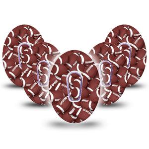 ExpressionMed 5-Pack Football Dexcom G6 CGM Adhesive Covers with center stickers