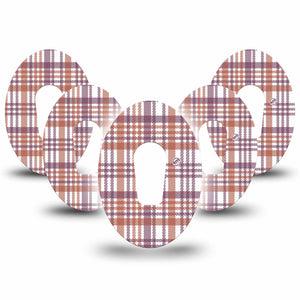 Auburn Plaid Dexcom G6 Tape 5-pack, autumn design patches