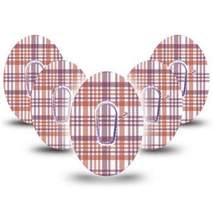 Auburn Plaid Dexcom G6 Tape 5-pack, autumn design patches tapes and stickers