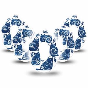 5-Pack Blue Delft Kittens Animals Dexcom G6 CGM Patches