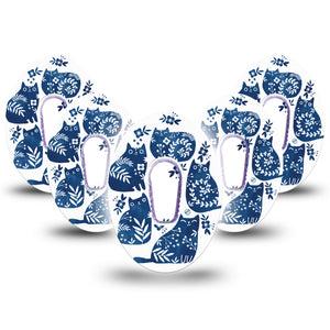 5-Pack Blue Delft Kittens Animals Dexcom G6 CGM Patches Tapes and Stickers