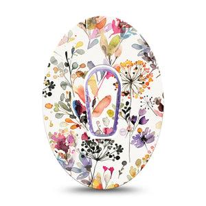 Delicate Grasses Dexcom G6 Overlay Tape, Single Sticker and Tape, Fall Floral CGM Adhesive Design