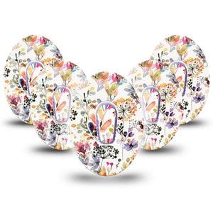 Delicate Grasses Dexcom G6 Overlay Tape, 5-Pack Stickers and Tapes, Fall Floral CGM Adhesive Design