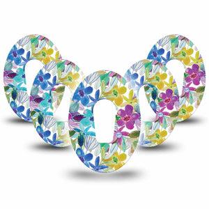 5-Pack Watercolor Floral Dexcom G6 CGM Adhesive Covers Tapes